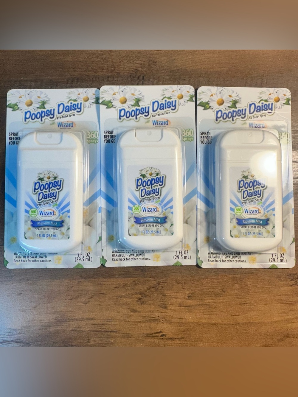 Wizard 3PC Poopsy Daisy Pre-Toilet Spray Blossom Mist 1 Floz Each 360 Sprays NEW